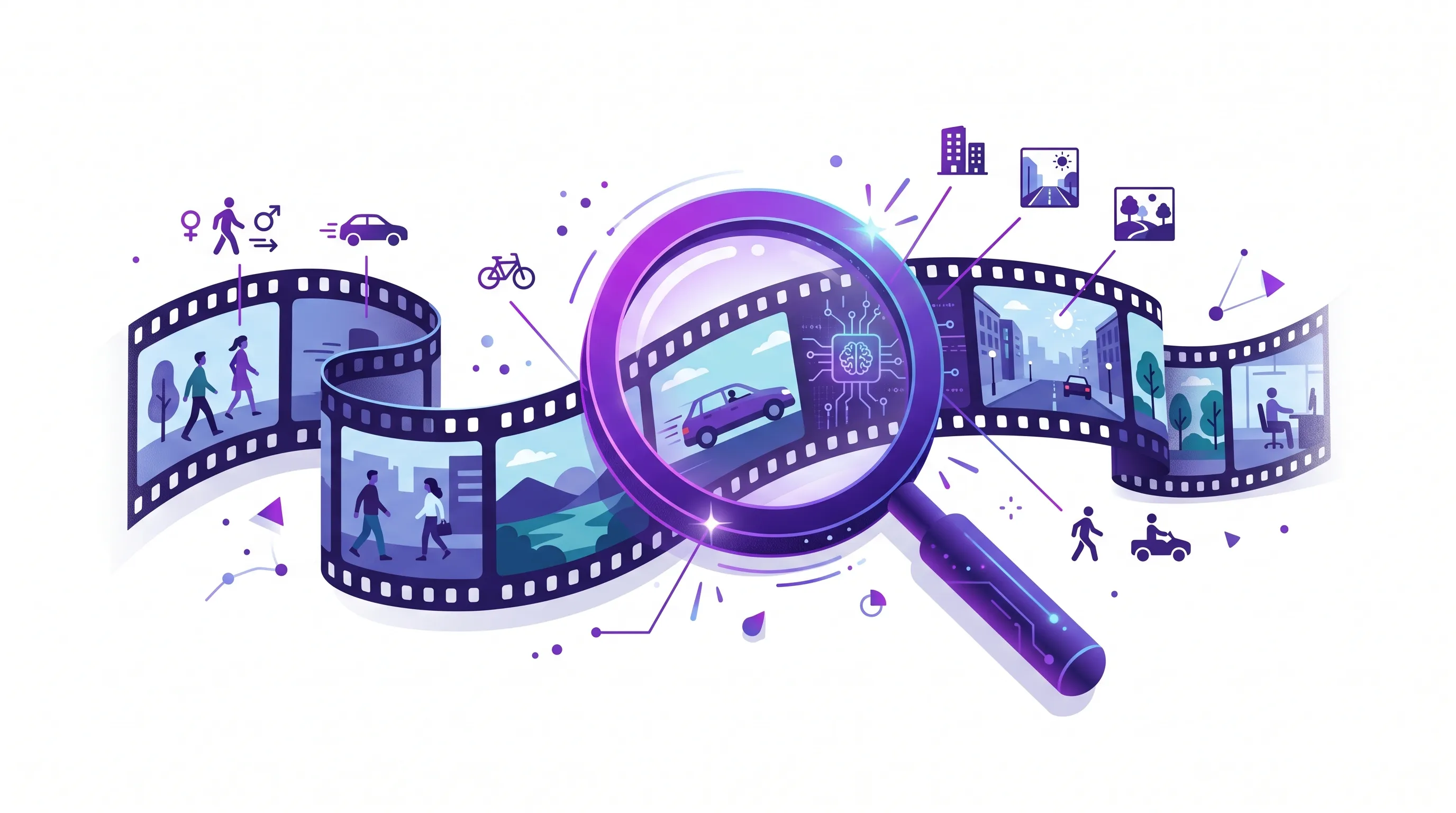 AI analyzing video content - detecting objects, scenes, and actions